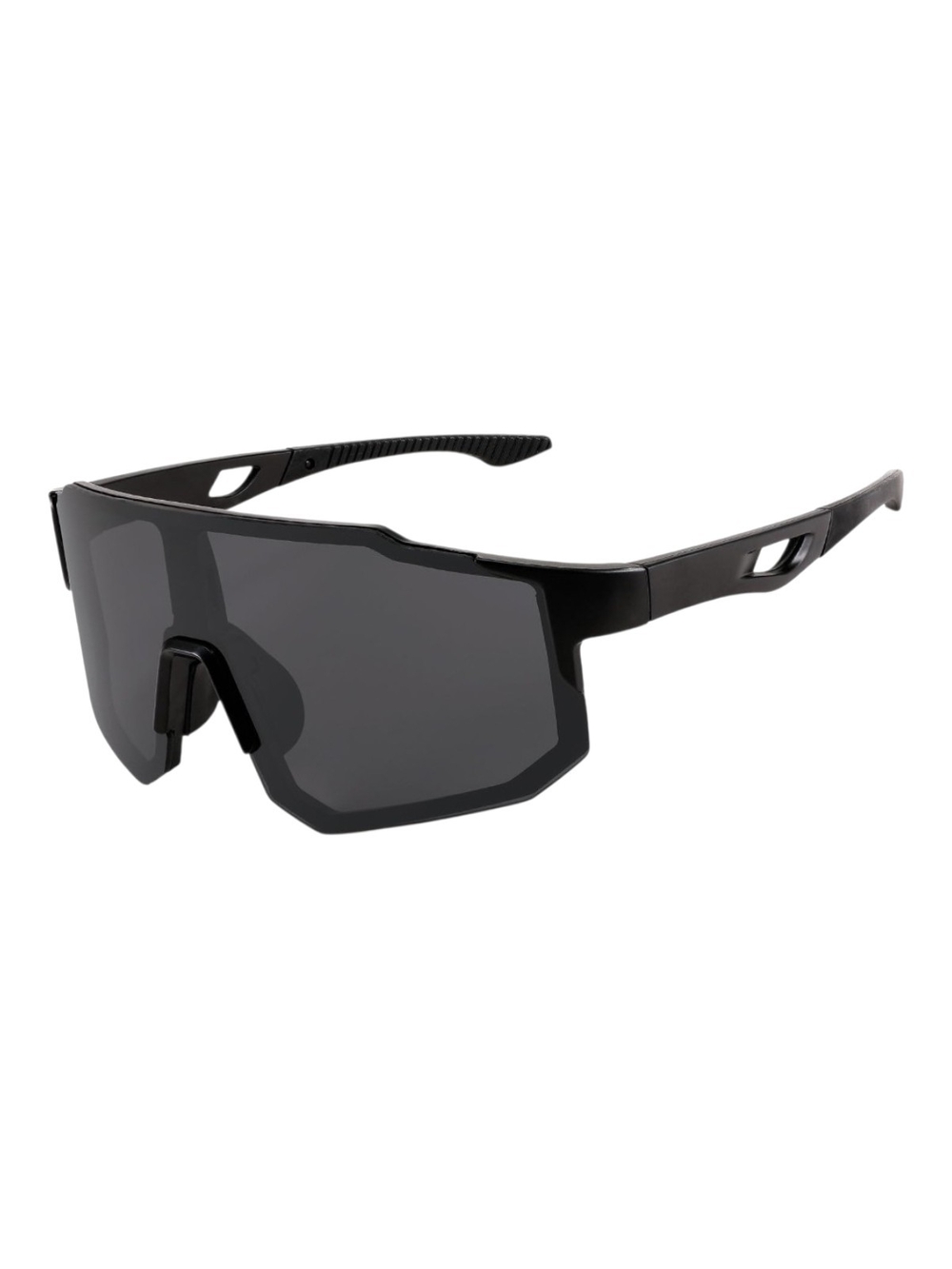 Shield-Style Sport Sunglasses in Black